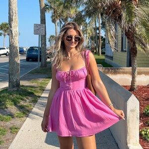 SKY TO MOON Pink Bustier
Mini Dress